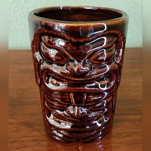 Vintage Brown Double Angry Face Tiki Mug Chiefly Company
